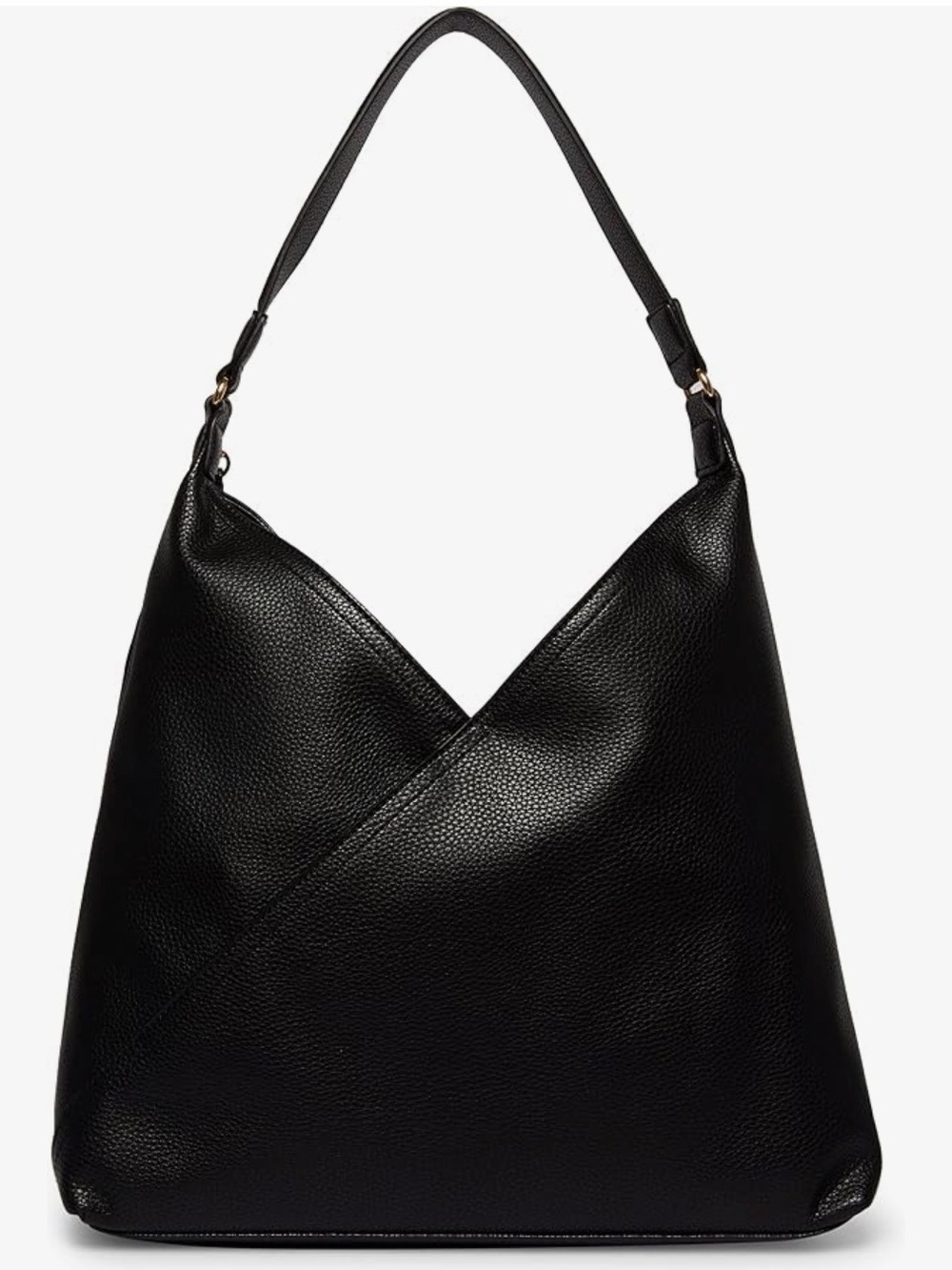 Anne Klein Black Leather Slouch Shoulder Bag with Gold AK Logo - Picture 4 of 11